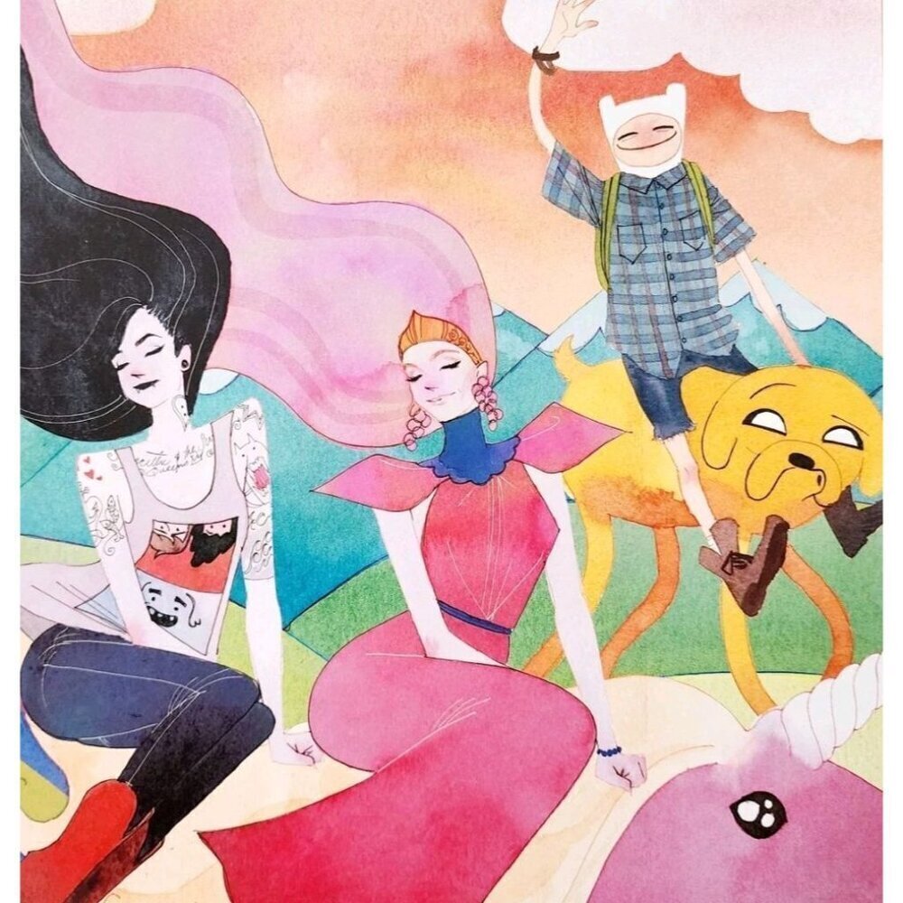 2014 Adventure Time Cartoon Poster Finn Bubblegum Marceline Jake 16 x 11" DWJJ8